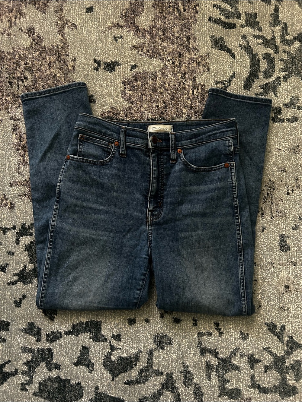Madewell Stovepipe Blue Denim Jeans with Copper Hardware